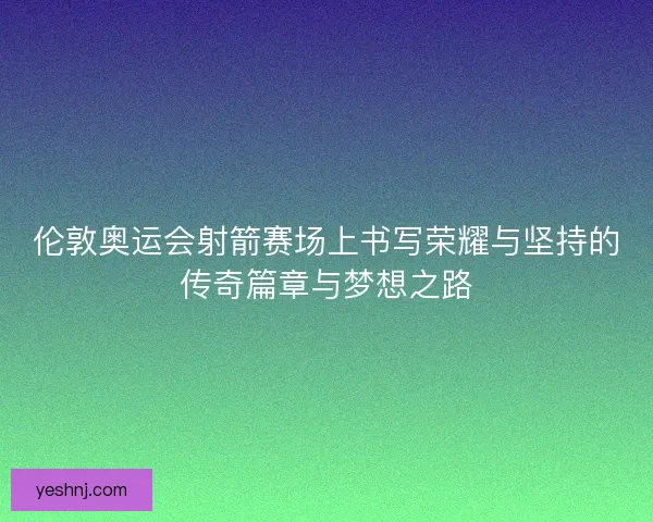 伦敦奥运会射箭赛场上书写荣耀与坚持的传奇篇章与梦想之路
