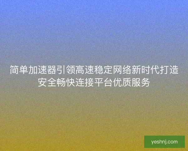 简单加速器引领高速稳定网络新时代打造安全畅快连接平台优质服务