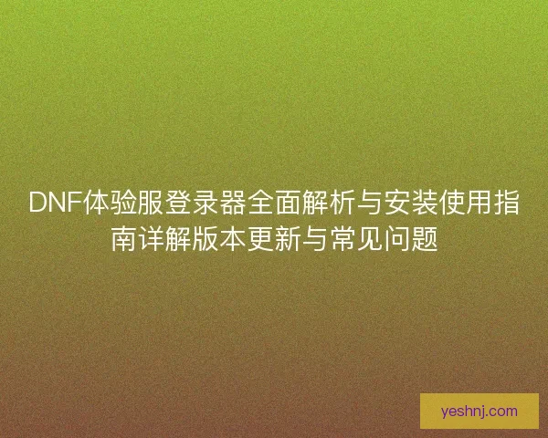 DNF体验服登录器全面解析与安装使用指南详解版本更新与常见问题 DNF体验服登录器全面解析与安装使用指南详解版本更新与常见问题