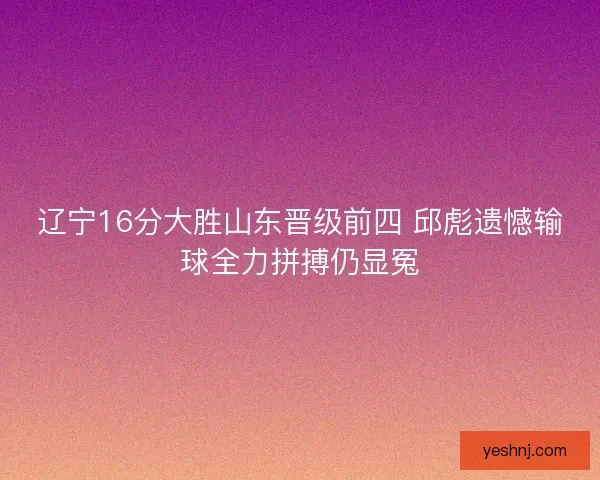 辽宁16分大胜山东晋级前四 邱彪遗憾输球全力拼搏仍显冤
